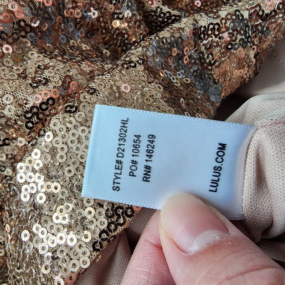 Lulus Rose Gold Sequin Bodycon Backless Mini Dress Medium - Picture 7 of 8